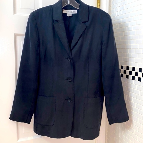 Saks Fifth Avenue Real Clothes 💯 Silk black blazer/ jacket. Lined. Size PS. - Picture 2 of 8
